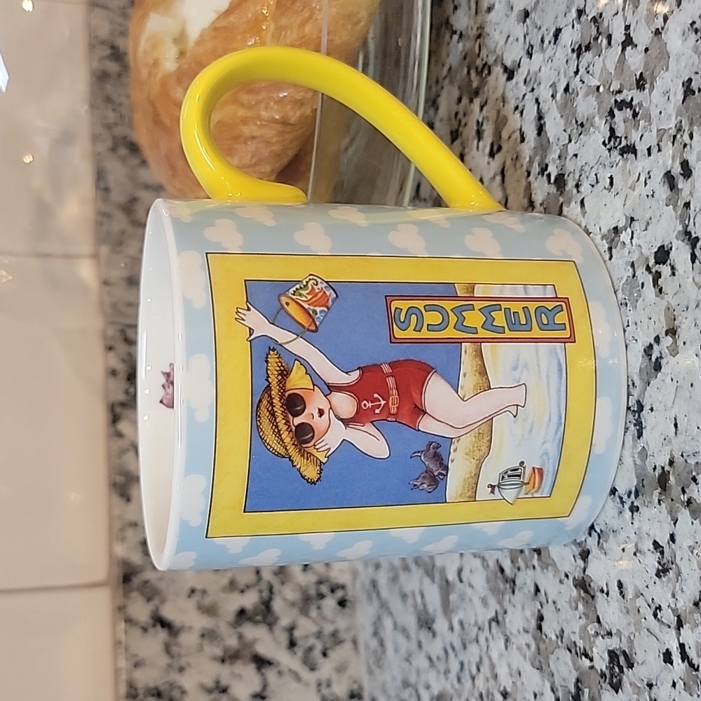 Vintage | Mary Engelbreit Blue and Yellow Coffee Mug